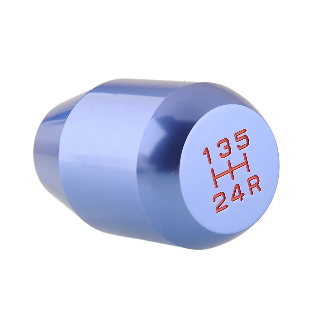 New 5 Speed Gear Shifter Knob Blue Aluminum Nob Racing Replace W/3 Adapter