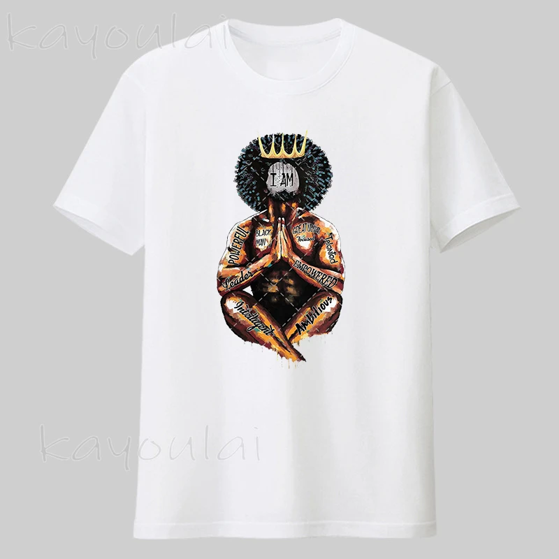 

Hot Sale I Am Black Man Print Black King T Shirt Men Vintage Graphic Tees Men Black History Tops