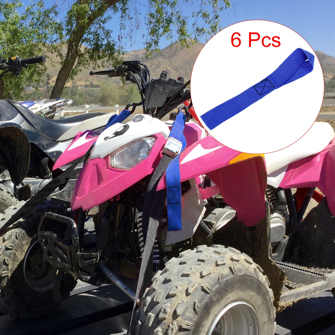 6pcs 2.5x20.5cm/30.5cm/40.5cm Cargo Tie-Down Belt Soft Loop Tie Down Trailer Straps For Car Motorcycle Bike ATV UTV Luggage Bag