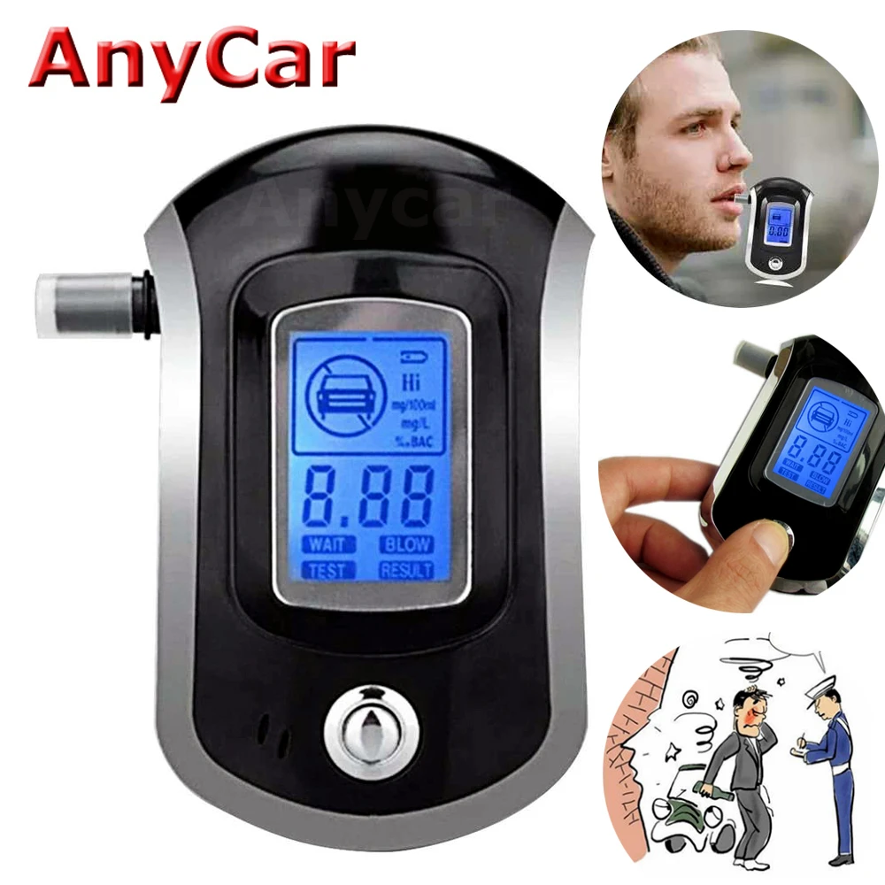  Профессиональный цифровой алкотестер, алкометр с ЖК дисплеем с 5 мундштуками, полицейский алкотестер 