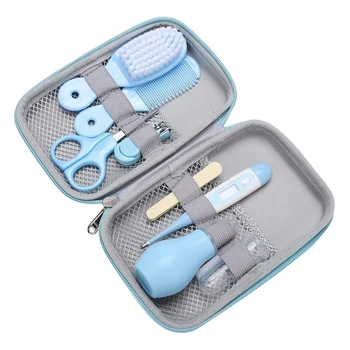 

Baby Care Kit, 8 Pcs Convenient Healthcare Grooming Set Nail Clipper Manicure Scissors Nose Cleaner Hair Brush Comb Essential Da