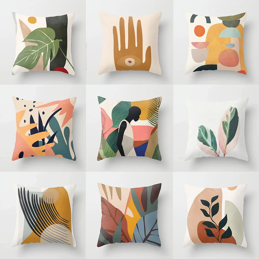 Pillowcase 45 45CM Simple Nordic Abstract Geometric Portrait Pillowcase Home Sofa Decoration Pillow Cushion Cover