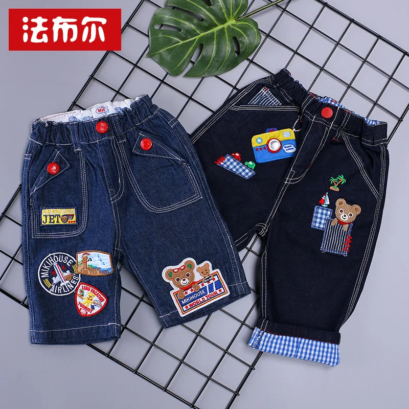 

Japanese-style Childrenswear Children Denim Shorts Summer Wear 2019 Boy Pants Baby Fashion Machine Embroidery Shorts