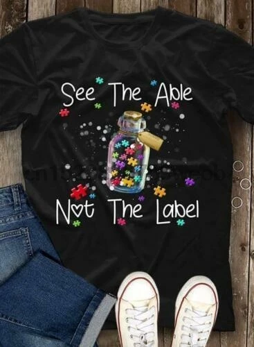 

See The Able Not The Label Autism Awareness Black Tshirt Men M 3Xl