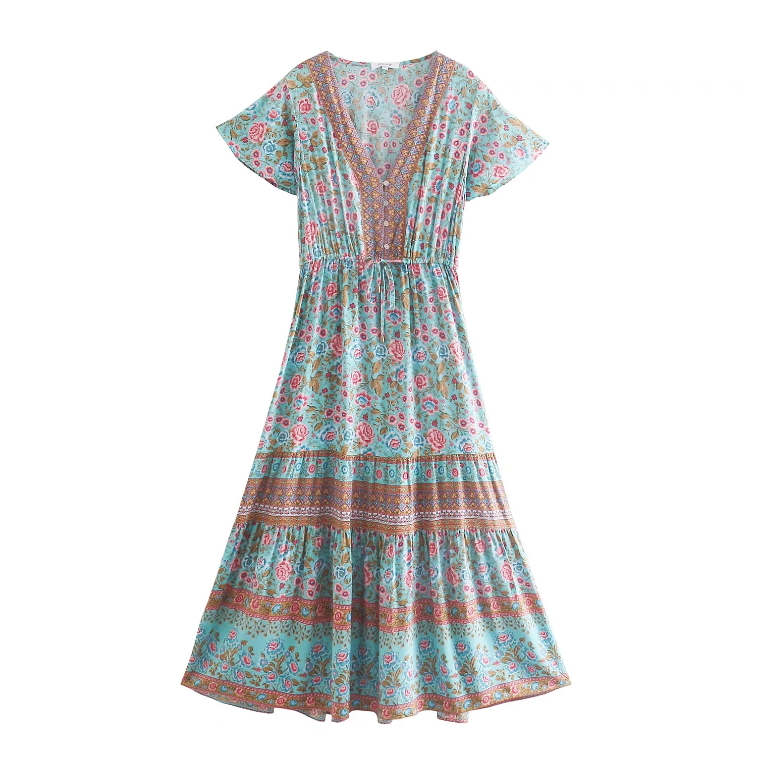 VCAY Vestido Línea A Con Estampado Floral De Hombros Descubiertos