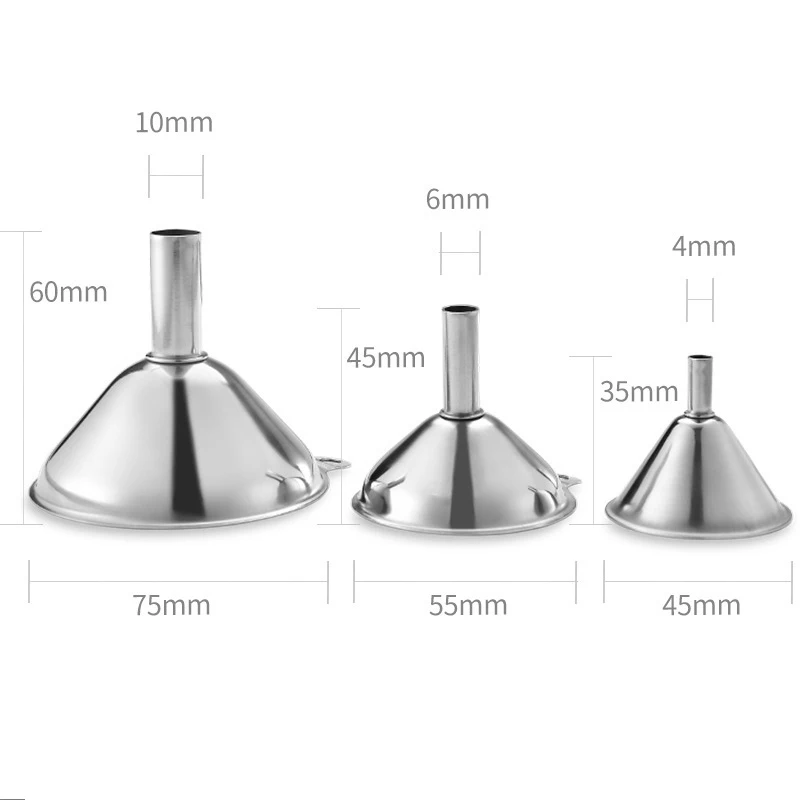Manufacturer's direct sale Stainless Steel Mini funnel three piece liquid packager oil leakage integrated wine leakage