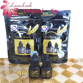 

2 bottles 5ml Lady black glue eyelash extensions With Original Bag low irritation fast drying for sensitive skin Korea lash glue