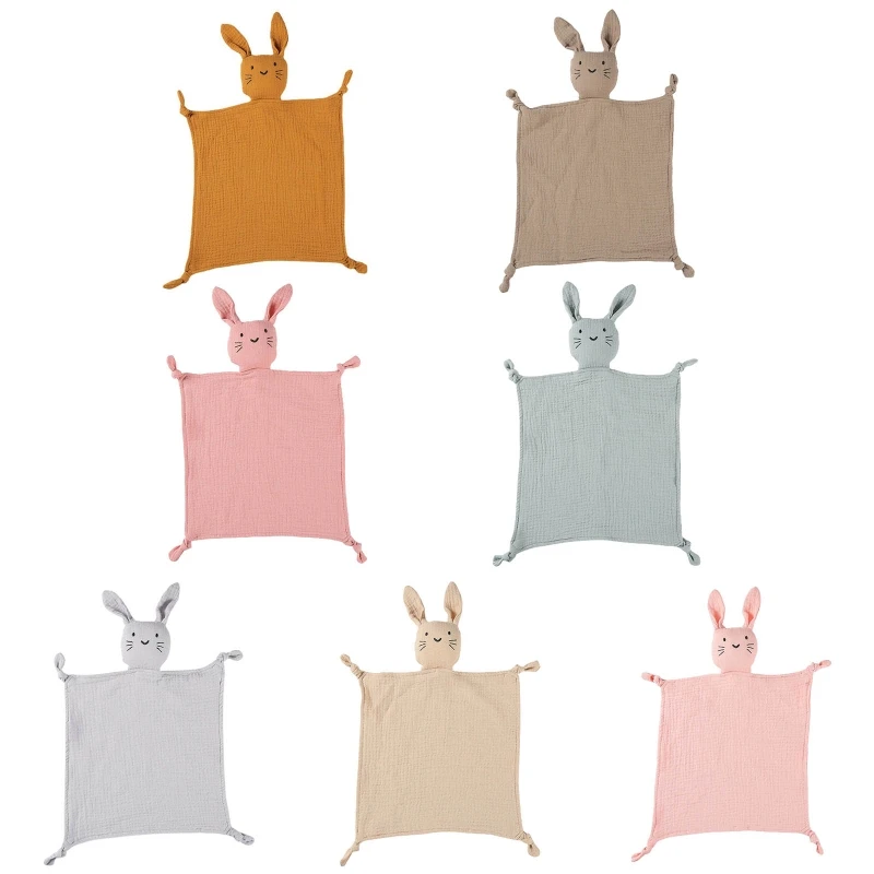 Baby Security Blanket Soothe Appease Towel Soft Cotton Muslin Bib Animal Rabbit Doll Teething Comforter Blanket Infants Comfort