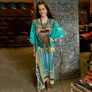 

Plus Size Kaftan Dress Tunic Long Maxi Kimono Caftan Gown Nightdress Beach Party Casual Dress