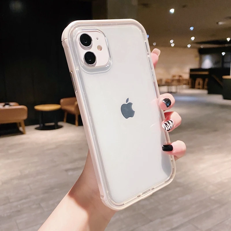 Transparent Candy color bumper Anti-knock Case for iphone 12 12Pro Max 11 11Pro XR X XS Max SE2020 7 8 Plus shockproof cover