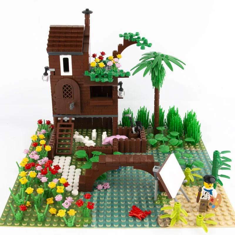 City Bush Flower Grass Tree Animals Plate Jungle Mini Parts Building Blocks 32*32 Plate Figures Assemble Children Toys