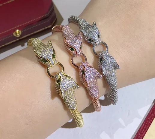 Модные phavit ювелирные изделия cz камни браслет с пантерой Леопард для женщин девочек роскошный бренд ювелирных изделий свадебный подарок