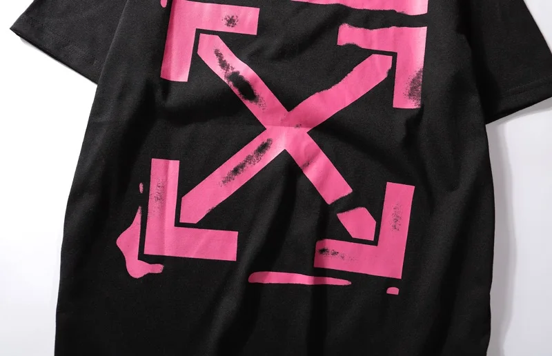 19SS OFF-WHITE летняя новая хлопковая футболка с короткими рукавами с рисунком стрелы, Мужская свободная пара