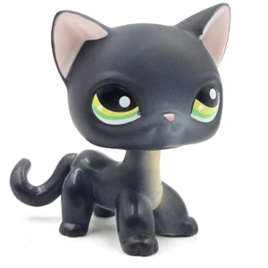 pet shop lps лпс пет шоп игрушки кошка немного короткие волосы стоял серый#5#391 черный#336 старые оригинальные игрушки котенок детей Рождество подарок коллекция - Цвет: 336