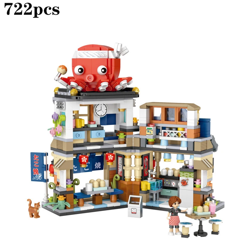 

2020 new Mini Blocks Toy Plastic assembly blocks Japanese Food/Ice shop Children's Toy educational DIY building model