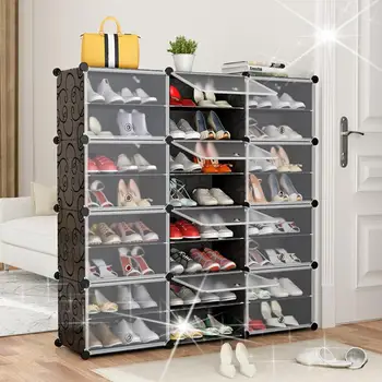 

8 Level 24 Grid Shoes Box Transparent Drawer Case Plastic Shoe Boxes Stackable Box Shoe Organizer Shoebox Storage Shoe Rack HWC