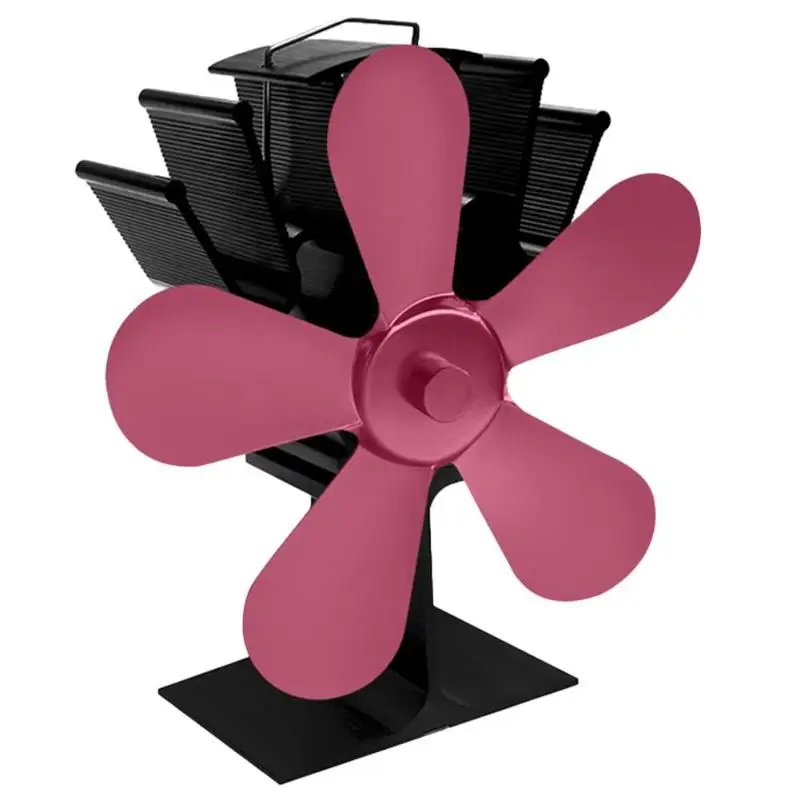 Rose Red 5 лопастей вентилятор для камина дровяная горелка кухонная плита тепловой тепла мощный вентилятор Поддержка прямой доставки - Цвет: Rose Red