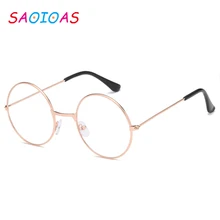 SAOIOAS, модные очки Гарри, винтажные Ретро очки с металлической оправой, прозрачные линзы, черные негабаритные круглые очки для глаз