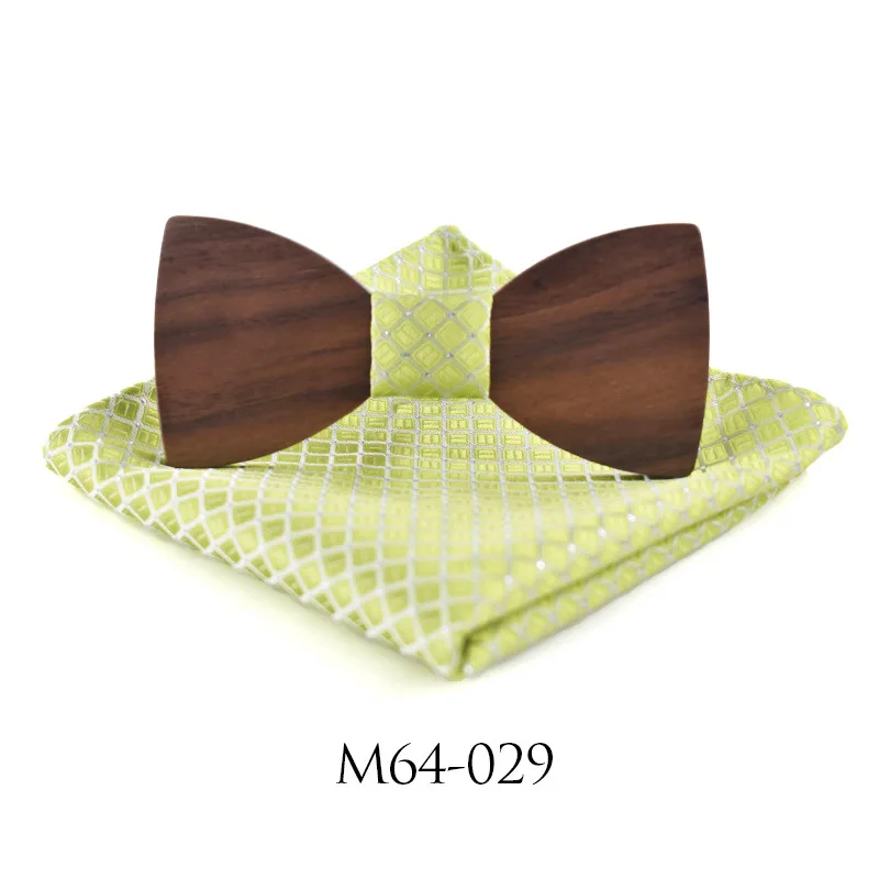 Wood Bowtie Set Мужская Свадебная деловая вечеринка, галстук, рубашка, деревянная бабочка, галстук-платок, деревянная эластичная лента, Свадебный галстук-бабочка, карман, Squre - Цвет: Wood Bowtie Set