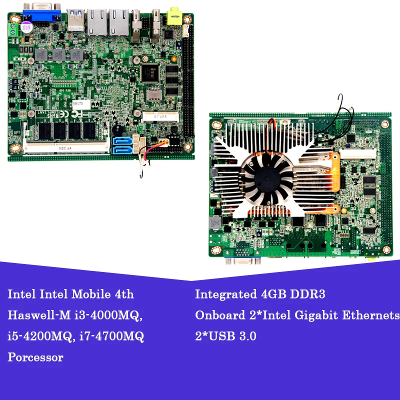 Haswell-M i3 4000MQ I7-4700MQ процессор промышленные материнские платы на 4 ГБ ddr3 6 com 8-36 в