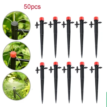 

50Pcs 4/7 mm Hose Micro Bubbler Drip Irrigation Adjustable Emitters Stake Water Dripper Farmland watering