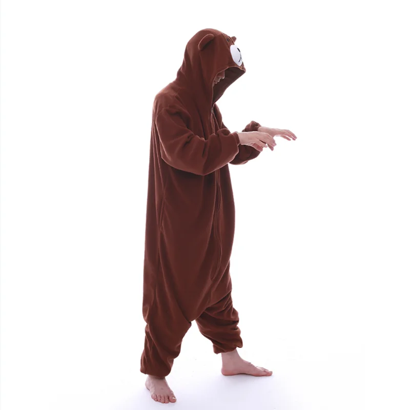XXL Adult Zipper Bear Kigurumi Onesies Pajamas Cartoon Christmas Halloween Party Jumpsuits Homewear