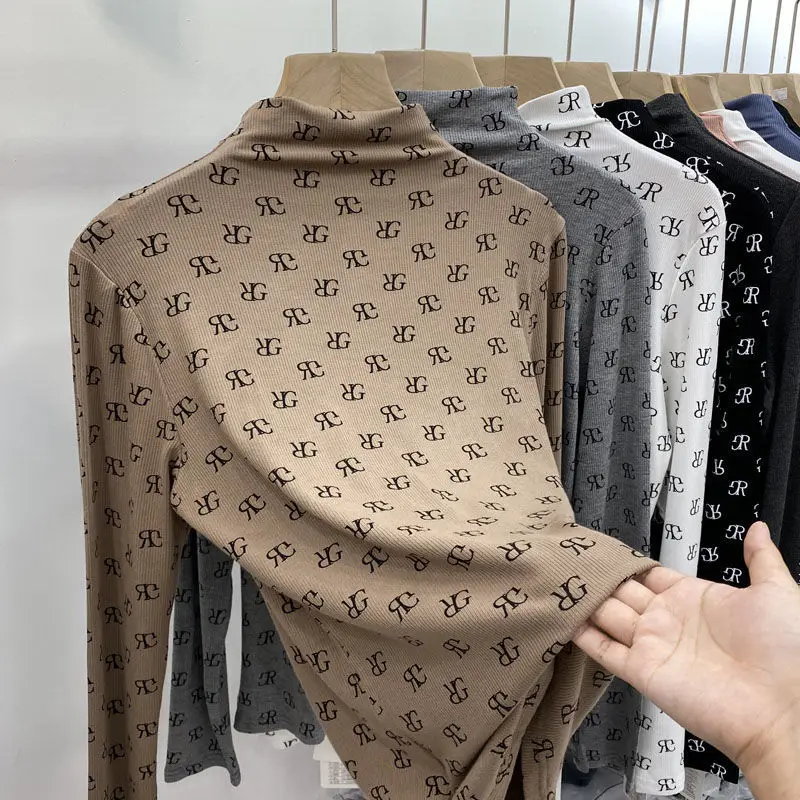 LV Polka Pattern Brown Long Sleeve T-Shirt