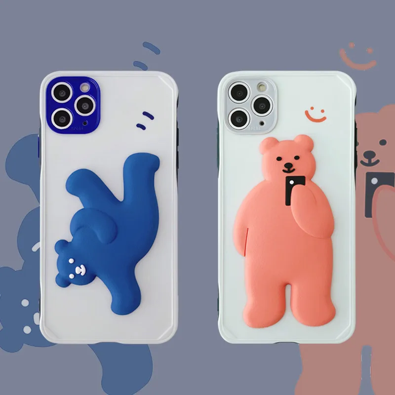 Новая Мультипликация очаровательный 3D Медвежонок Кулон высокое серьги из