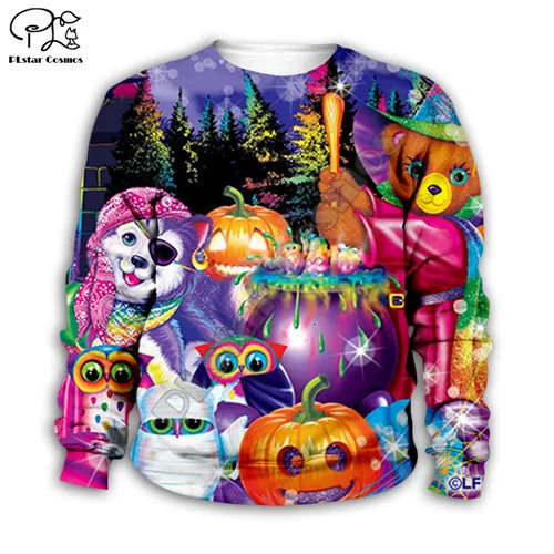 Kids sweatshirts Kid sets 3D Lisa Frank print cartoon hoodie Happy Halloween costume owl Dog children Sweatshirt zipper coat boy girl - Цвет: Kids sweatshirts