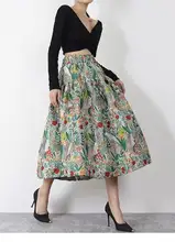 

2022 Trend Spring Summer Korean Style Fashion Vintage Floral Jacquard Skirt Women High Waist Midi Long A Line Skirt Female