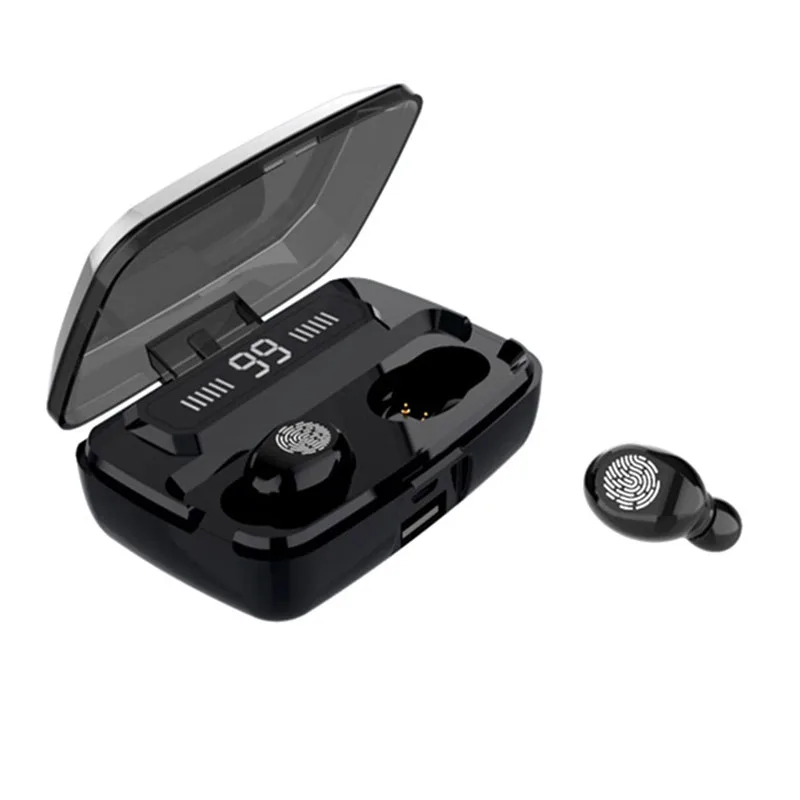 Black Tkey, беспроводной Bluetooth 5,0, наушники, новинка, F9 TWS, наушники, глобальная Спортивная беспроводная гарнитура, светодиодный дисплей, 3500 мАч, внешний аккумулятор - Цвет: Black