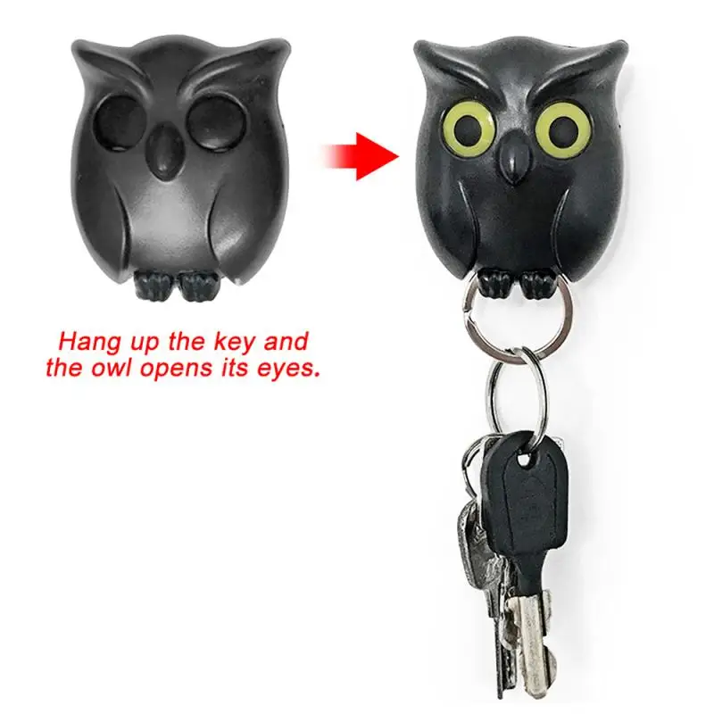 

3 Colors Night Owl Magnetic Key Holder Wall Hook Magnets Keep Keychains Hook Hanging Key It Will Open Eyes Room Accessories Home