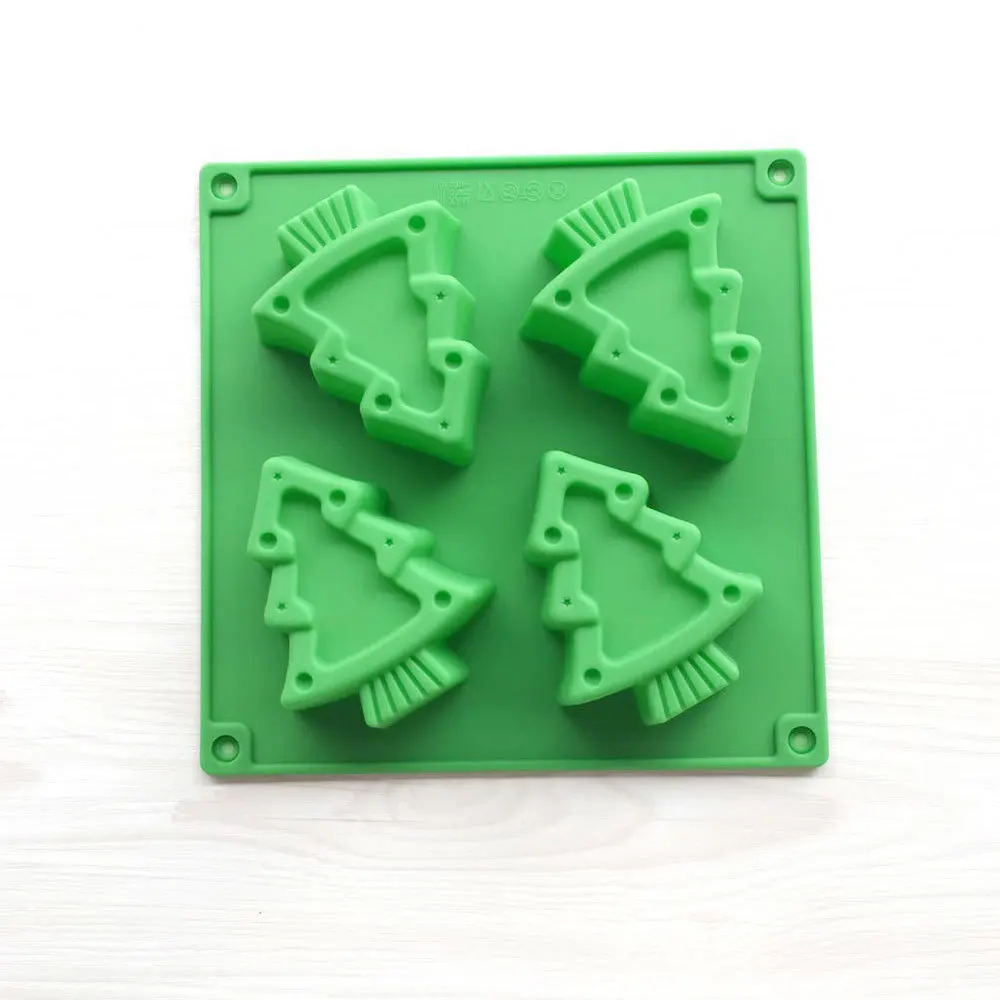 

DIY Four Holes Christmas Trees Shape Silicone Cake Mold for Making Jelly Pudding Chocolate Molds Cake Tools