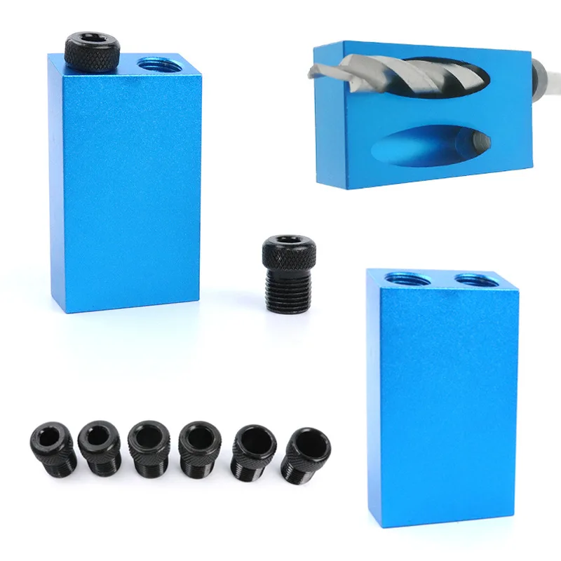 Woodworking Oblique Hole Locator Drill Bits Pocket Hole Jig Kit 15 Degree Angle Drill Guide Set
