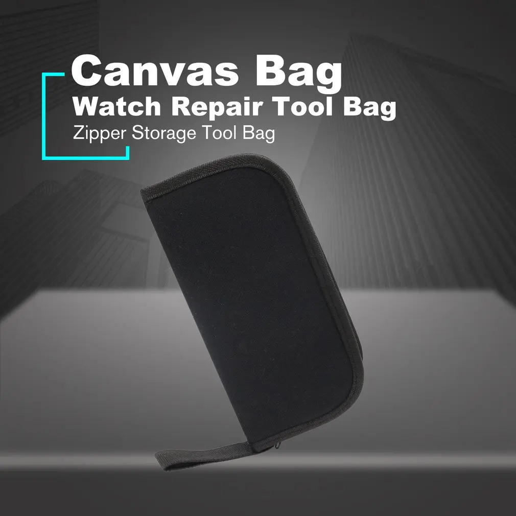 Multi-functional Canvas Bag Watch Repair Portable Tool Bag Case Opener Watch Screwdriver Zipper Storage Tool Bag Black