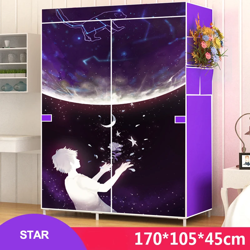Bedroom Multipurpose Non-woven Cloth Wardrobe Folding Portable Fabic Clothing Storage Cabinet Dustproof Home Furniture Cartoon