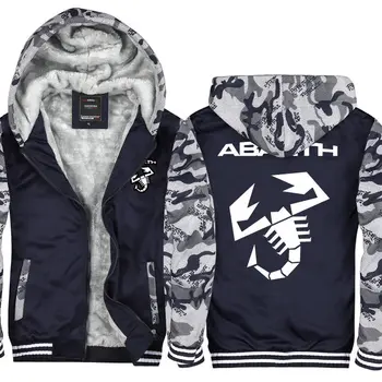 

Winter men Hoodies Fleece Hooded Zipper Thicken Abarth Coat Outwear Fashion Jacket Sweatshirts