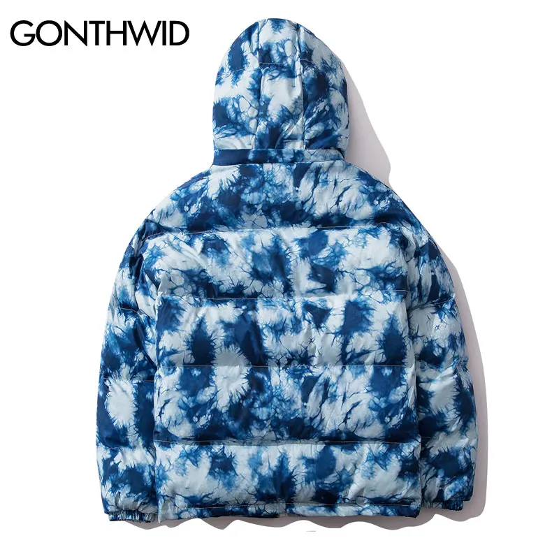 GONTHWID Tie Dye/толстая теплая парка со съемным капюшоном куртки хип хоп