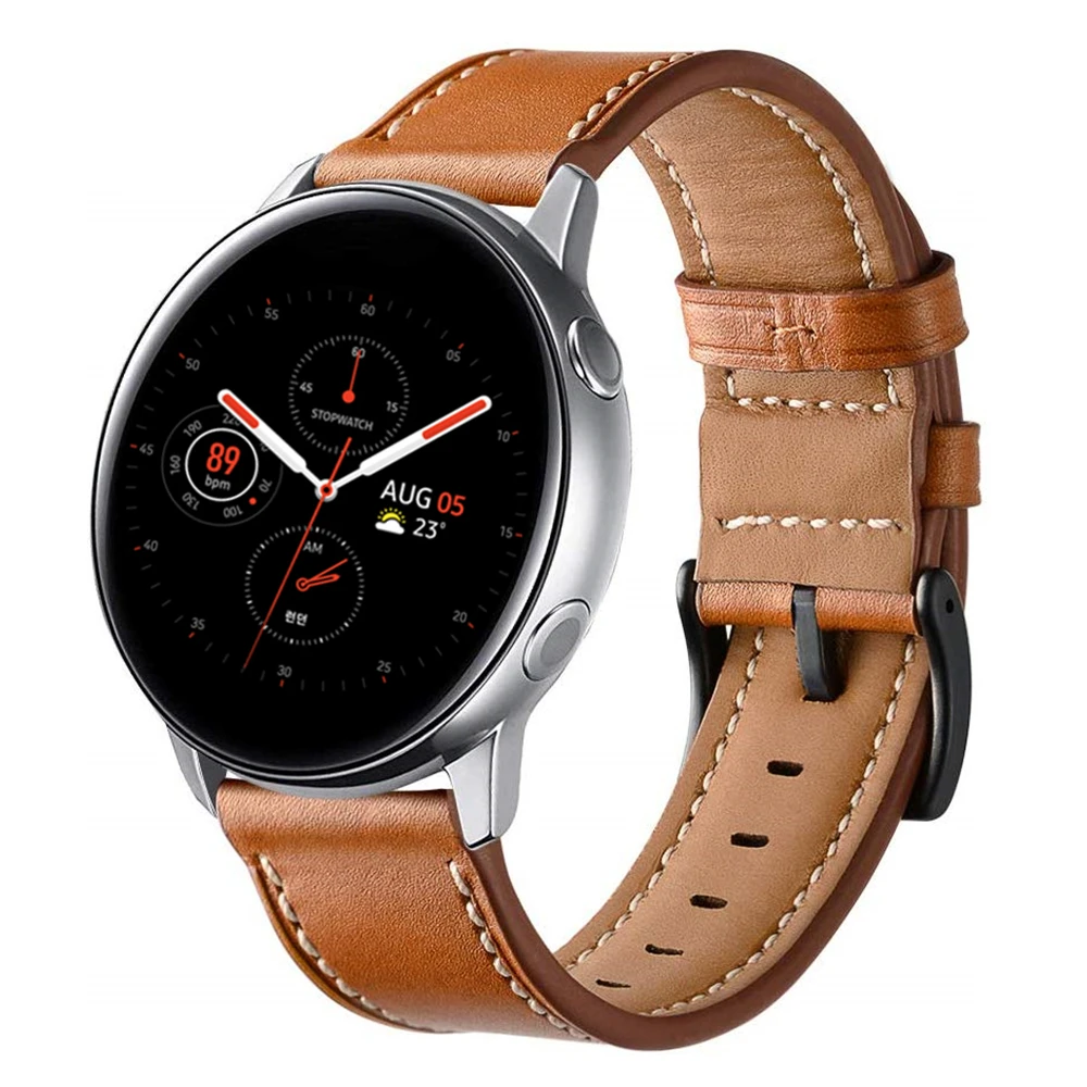 Ремешок для часов samsung Galaxy Watch Active 2, 40 мм, 44 мм, ремешок 20 мм, ремешок из натуральной кожи, ремешок для часов, спортивный браслет, ремень