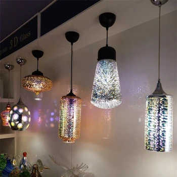 

3D Color Glass E27 Led Modern Nordic Hanging Pendant Lamp Lighting Fixtures Loft Ceiling Kitchen Pendant Lights Lampara Colgante