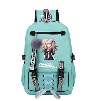 

Anime Danganronpa Junko Chain Backpack For Women Men USB Charge Canvas Student Mochilas For Teenagers Boys Girls School Bags
