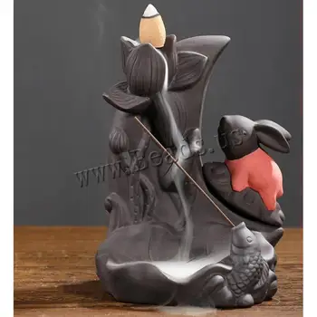 

Creative Rabbit Backflow Incense Burner Purple Sand Ceramic Incense Holder Smoke Waterfall Incense Sticks Holder Home Decor
