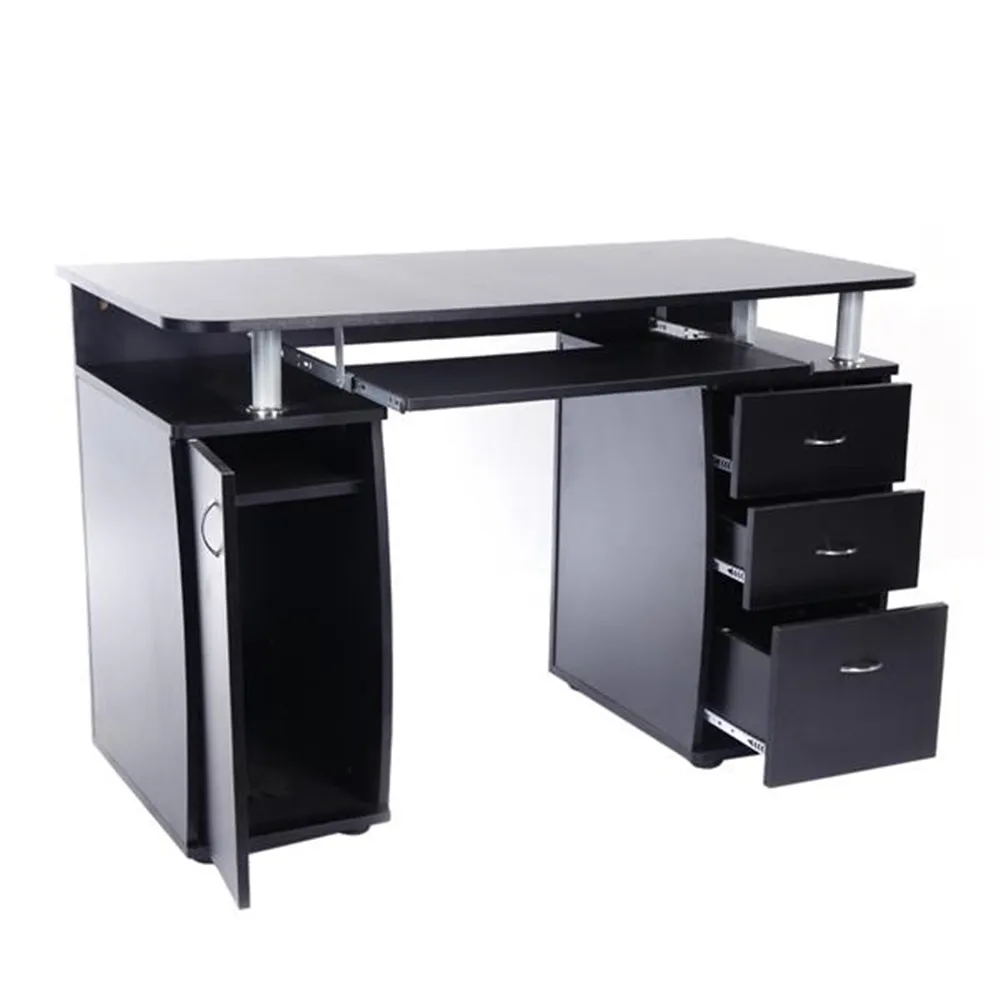 

15mm MDF Portable 1pc Door with 3pcs Drawers Computer Desk Computer Table Black