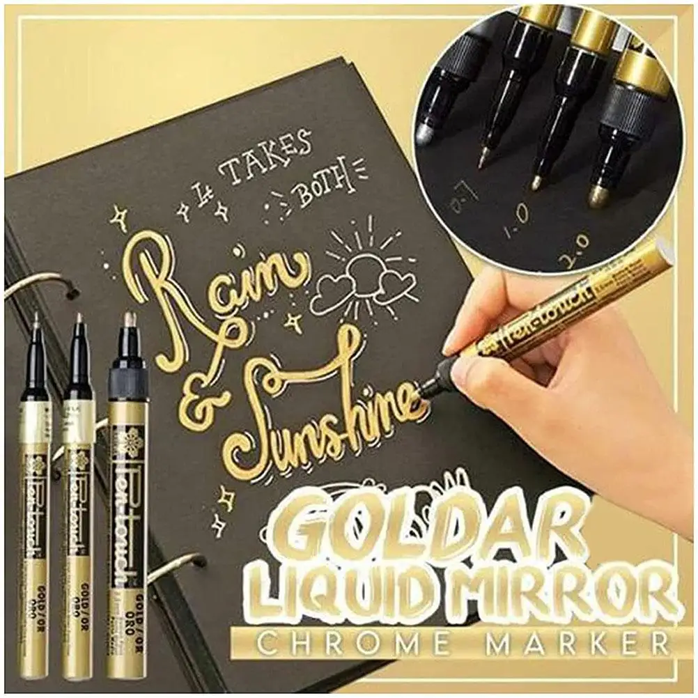 Paint Marker, Gold Chrome Silver, Eficaz em