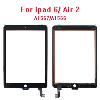 

10pcs/lot 100% tested For ipad 6 6th Air 2 touch screen glass with flex cable A1567 A1566 Free Tools with adhesive