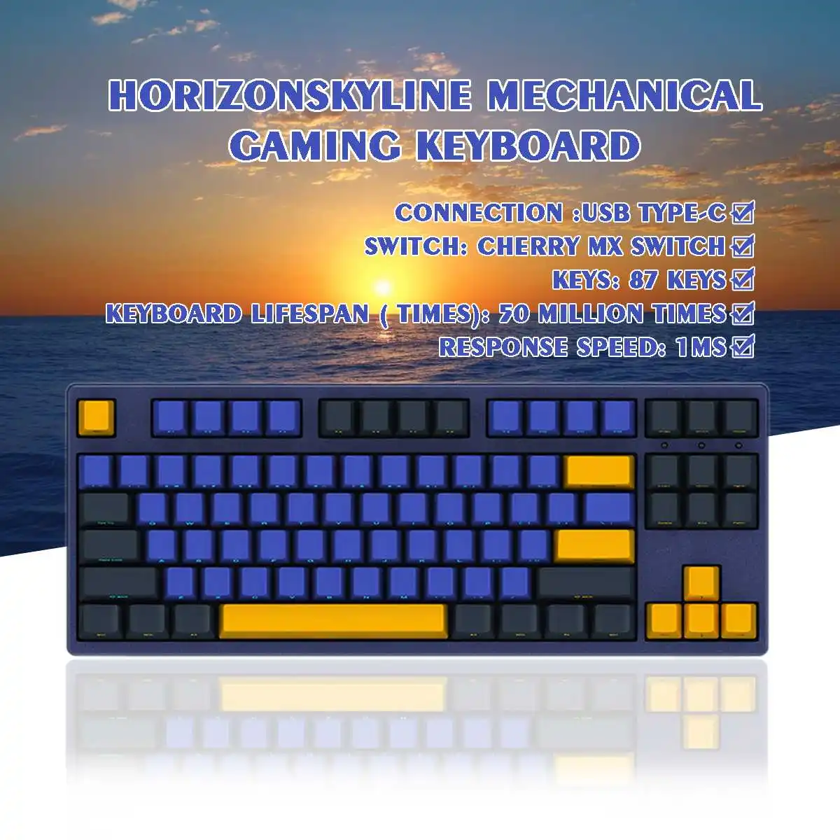 

LEORY Mechanical Keyboard 87 Keys USB Wired Cherry Switch Gaming Backlit Waterproof Computer Keyboards for Tablet Desktop
