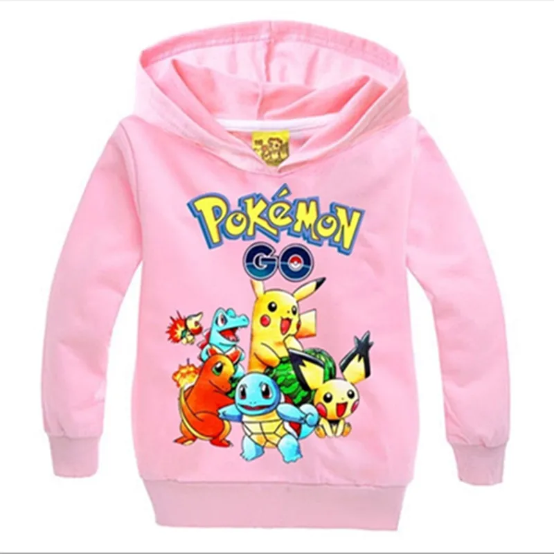 Осенне-зимний хлопковый детский пуловер, рубашка с рисунком покемона, черная толстовка с капюшоном, свитер Наруто, одежда для мальчиков и девочек - Цвет: 4