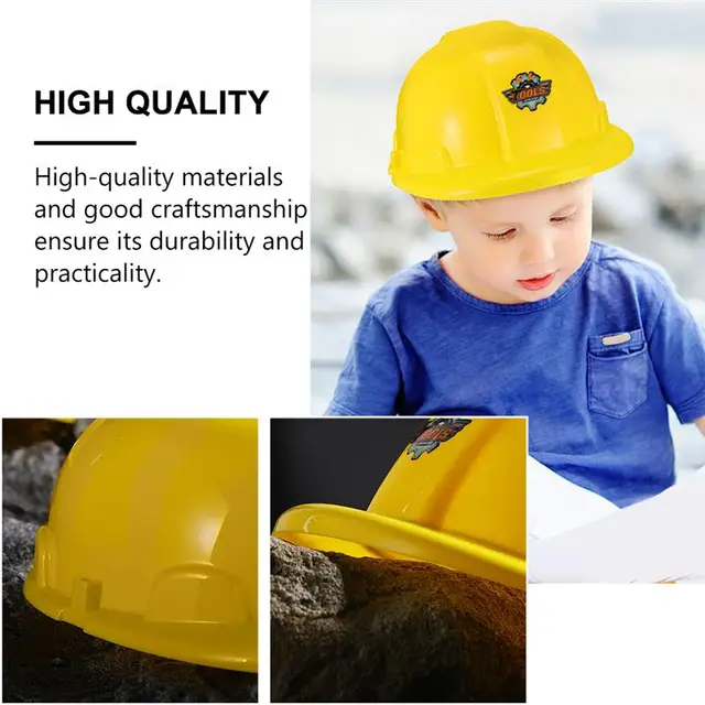 2/4/6Pcs Construction Party Hats Kids Plastic Hats Party Cosplay Supplies Children Realistic Helmet Toy Tools Worker Costume 2