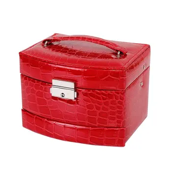 

3 Layers Crocodile Pattern Jewelry Display Storage Box earring Rings Necklace Display Carrying Case Automatic Buckle Jewelry box