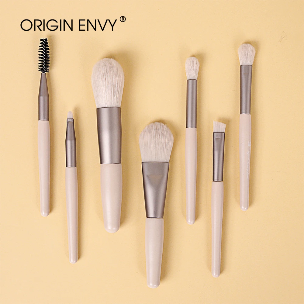 ORIGIN ENVY 7Pcs Makeup Brushes Foundation Brush Wooden Handle Soft Hair Makeup Set Brush Portable Beauty Tool Beauty